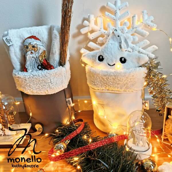 Monello ünnepi kosárka, Mikulás Zsák, Karácsonyi ajándék tároló