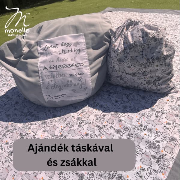 Monello piknik pléd ajándék táskával, élménygyűjtő piknik pléd, strand pléd, játszószőnyeg